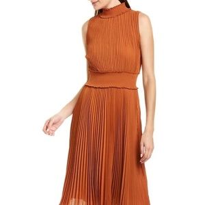Nanette Lapore sleeveless pleated dress, color gingerbread, size 14. Fall dress